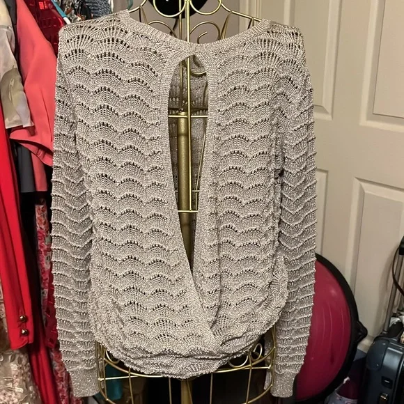 Parker Women's metallic knit key hole  sweater - Picture 8 of 9